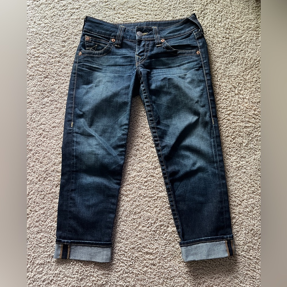 True Religion Dark Blue Ankle Jeans Capris